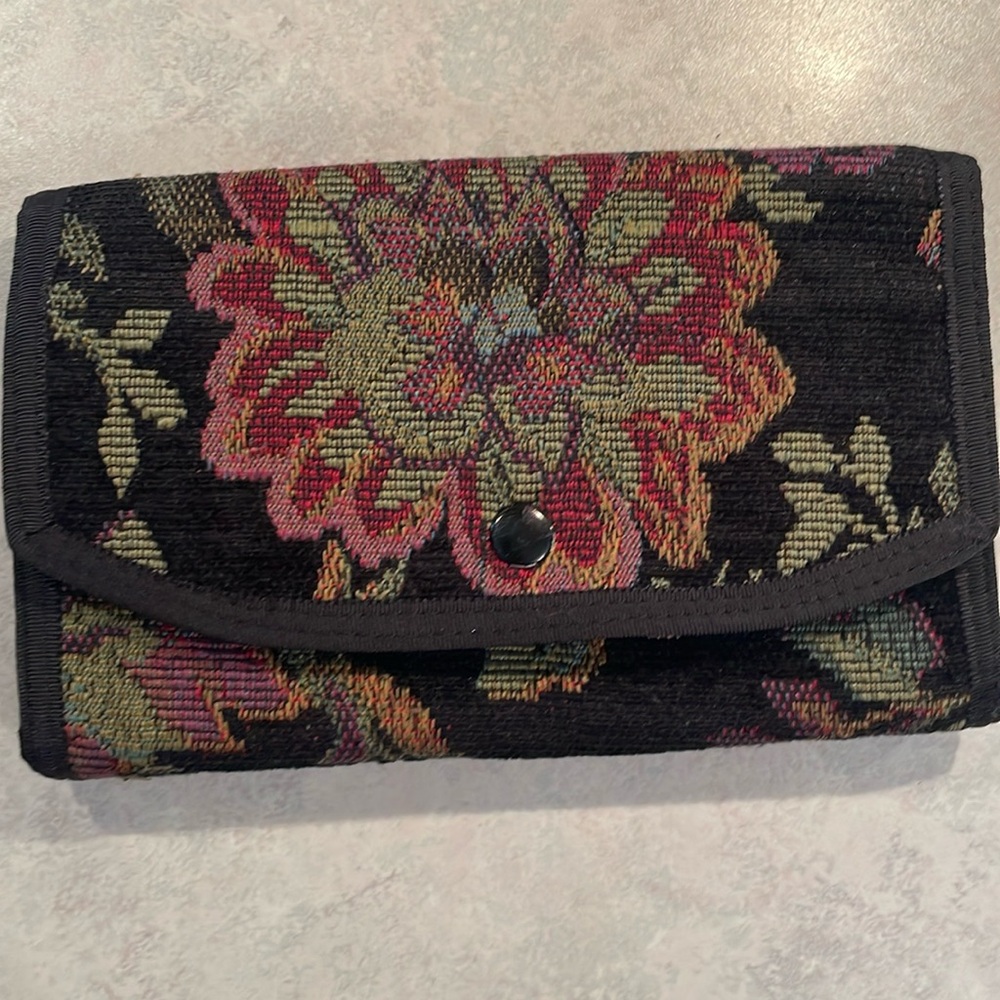 Danny K. Embroidered tapestry clutch